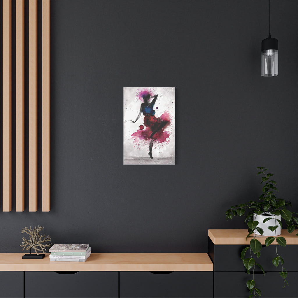 Watercolor Ballet Dancer Canvas Art — Fashion Silhouette Matte Stretched Wall Art 