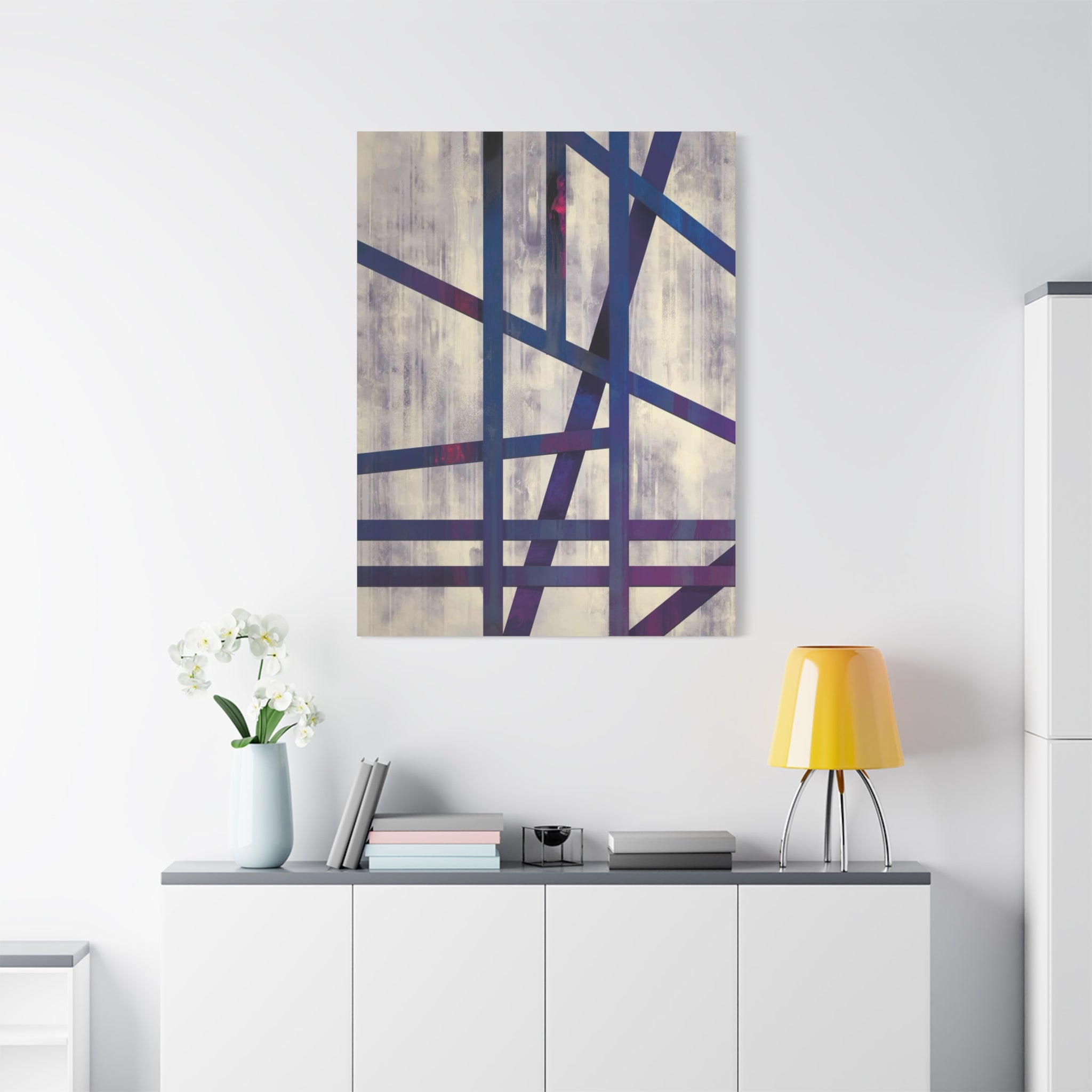 Abstract Geometric Canvas Print – Modern Blue & Purple Lines Art