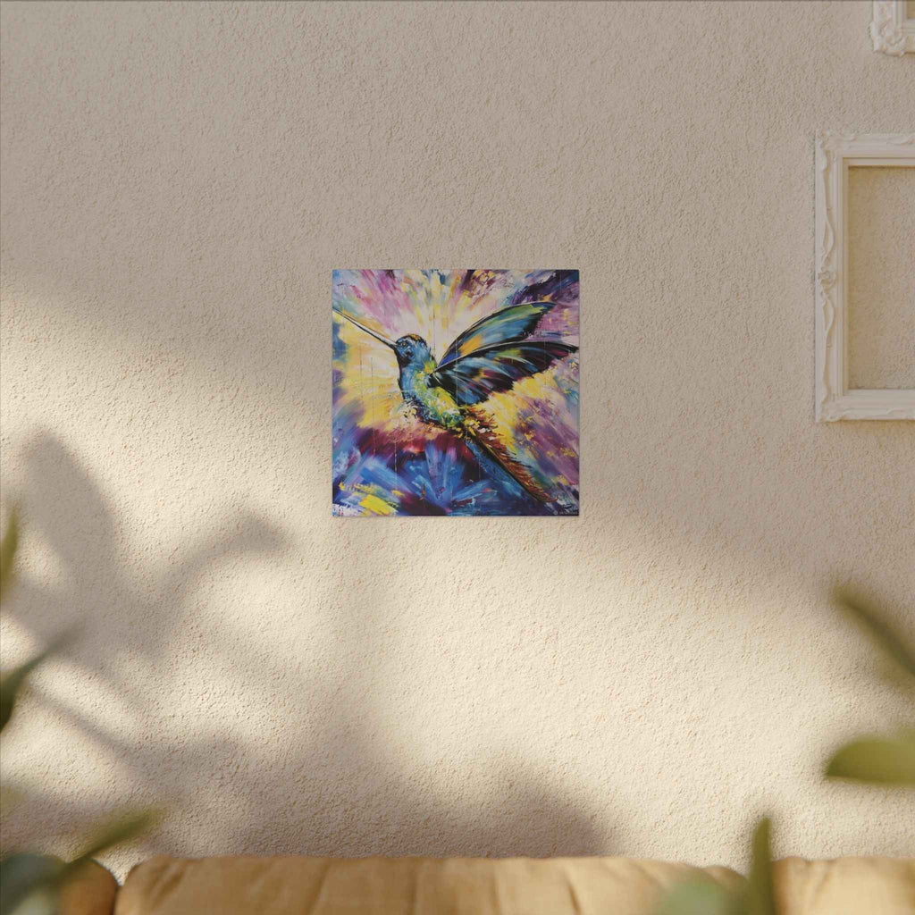 Vibrant Hummingbird Canvas Art - Colorful Abstract Bird Wall Decor (Matte Stretched) - TheKaraHan