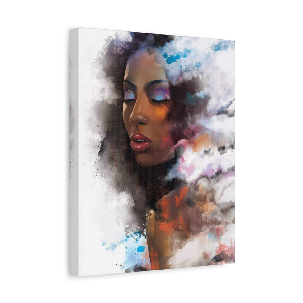 Abstract Afrocentric Canvas Art — Colorful Woman Matte Stretched Portrait Wall Art - TheKaraHan