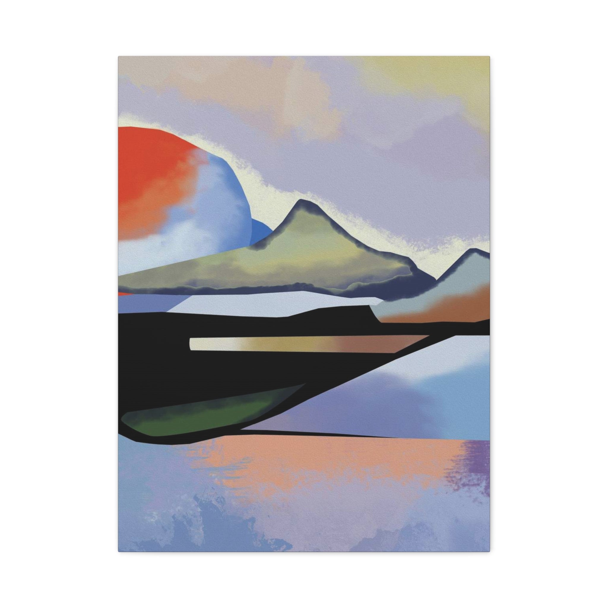 Abstract Sunset Landscape Canvas Print — Modern Mountain Wall Art 