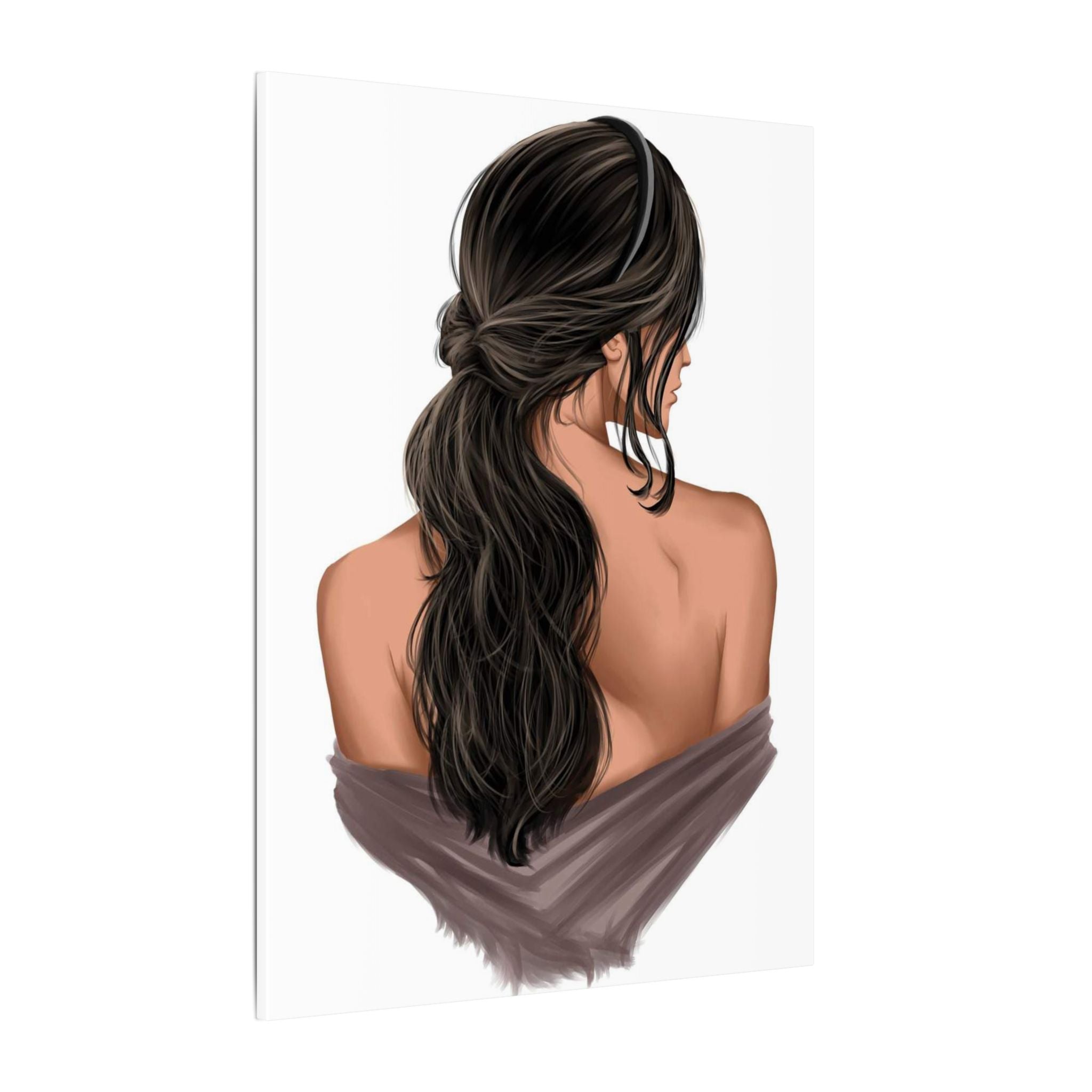 Portrait Canvas Print — Woman Back View with Loose Ponytail 