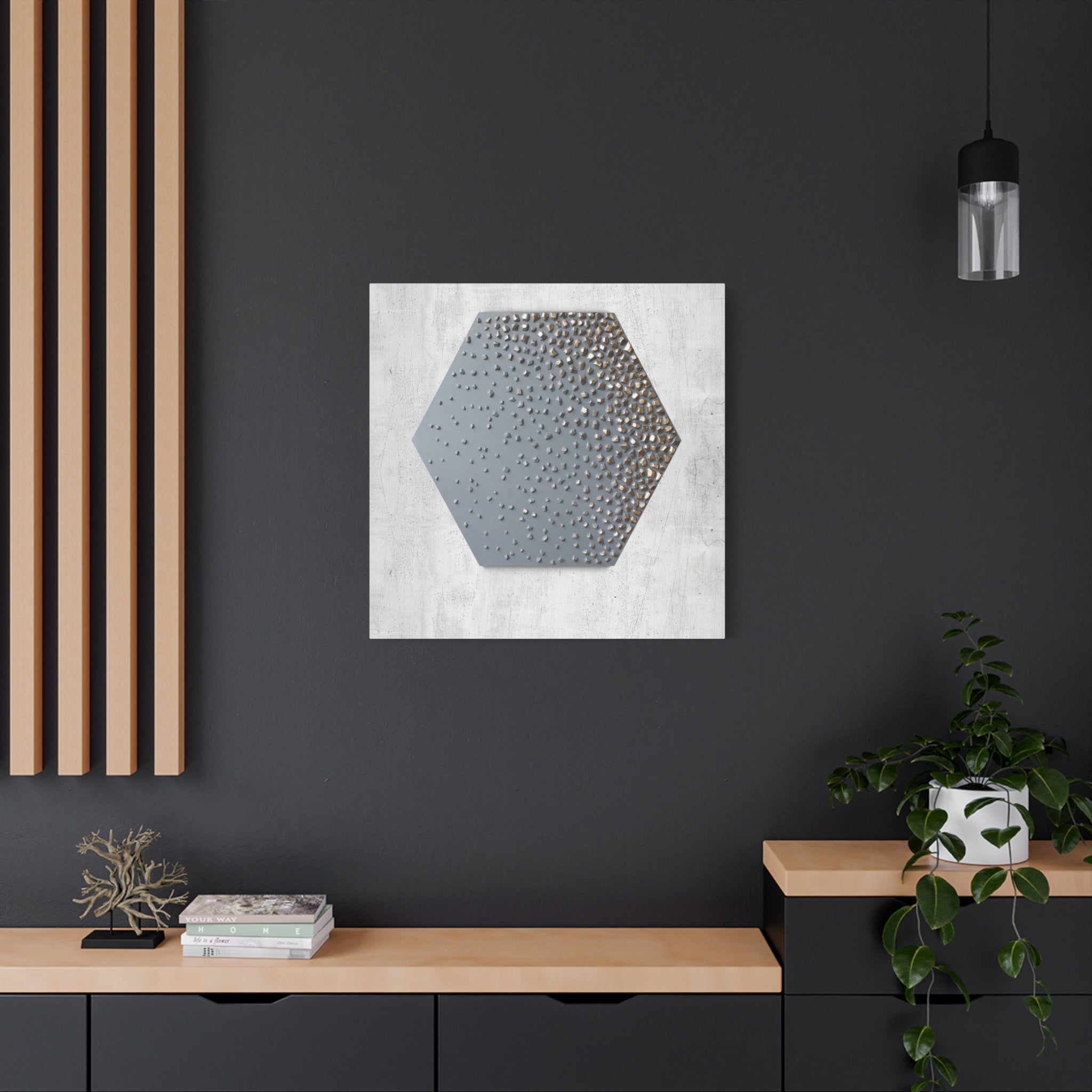 Hexagon Raindrop Texture Matte Canvas Wall Art 