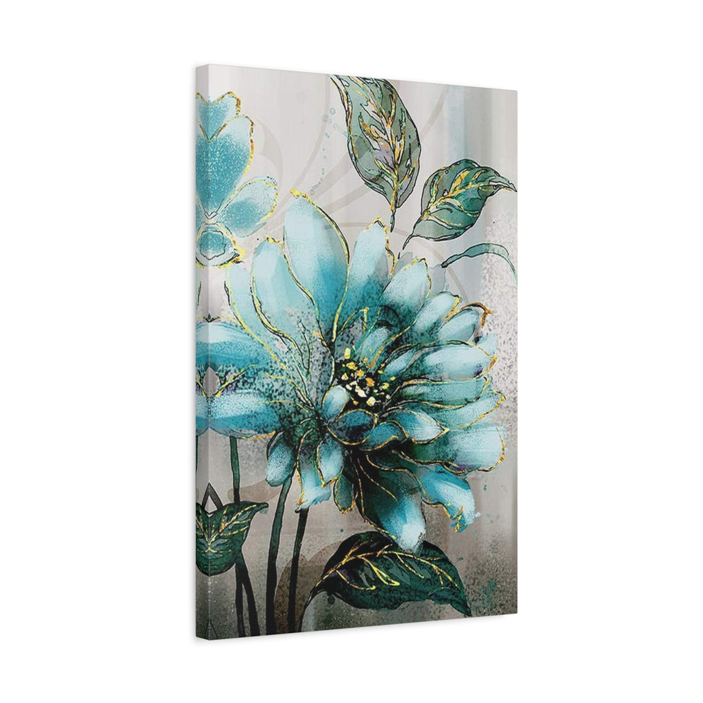 Teal Floral Canvas Print — Matte Stretched Wall Art