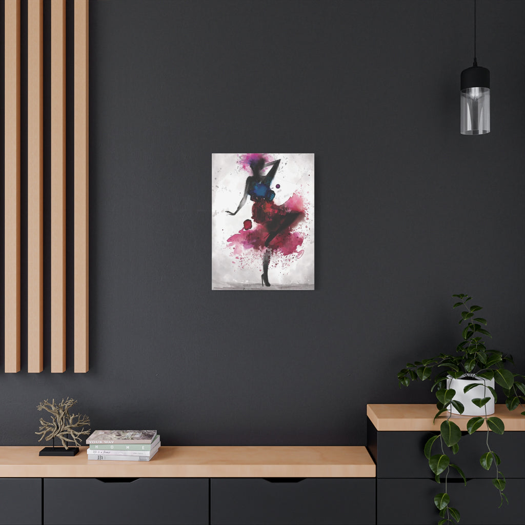 Watercolor Ballet Dancer Canvas Art — Fashion Silhouette Matte Stretched Wall Art 