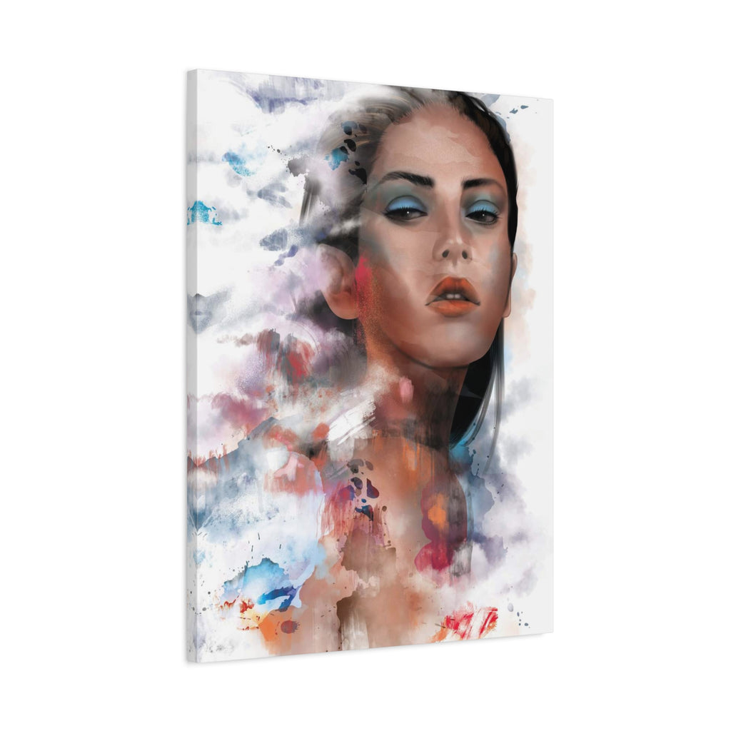 Watercolor Portrait Canvas Print — Ethereal Female Face Matte Stretched Art