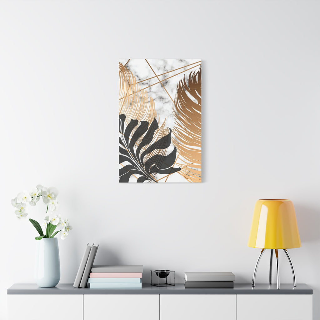 Tropical Palm Canvas Wall Art — Gold & Marble Botanical Print