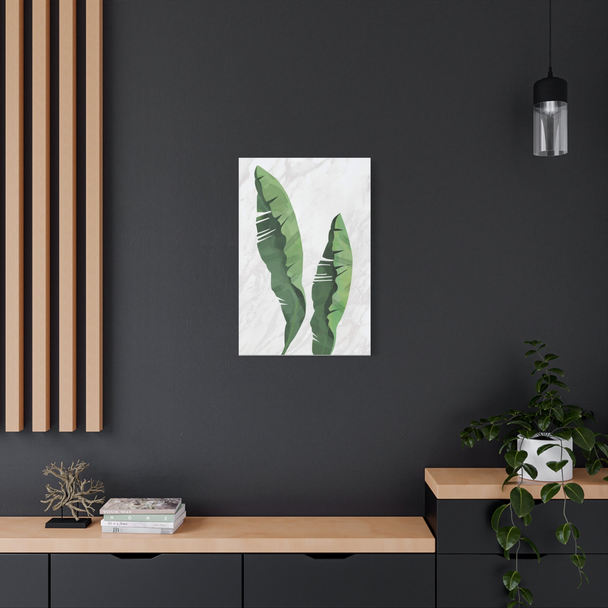 Banana Leaf Botanical Canvas Wall Art - Matte Stretched 1.25"