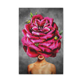 Surreal Rose Woman Canvas Wall Art – Floral Portrait Modern Abstract Wall Decor