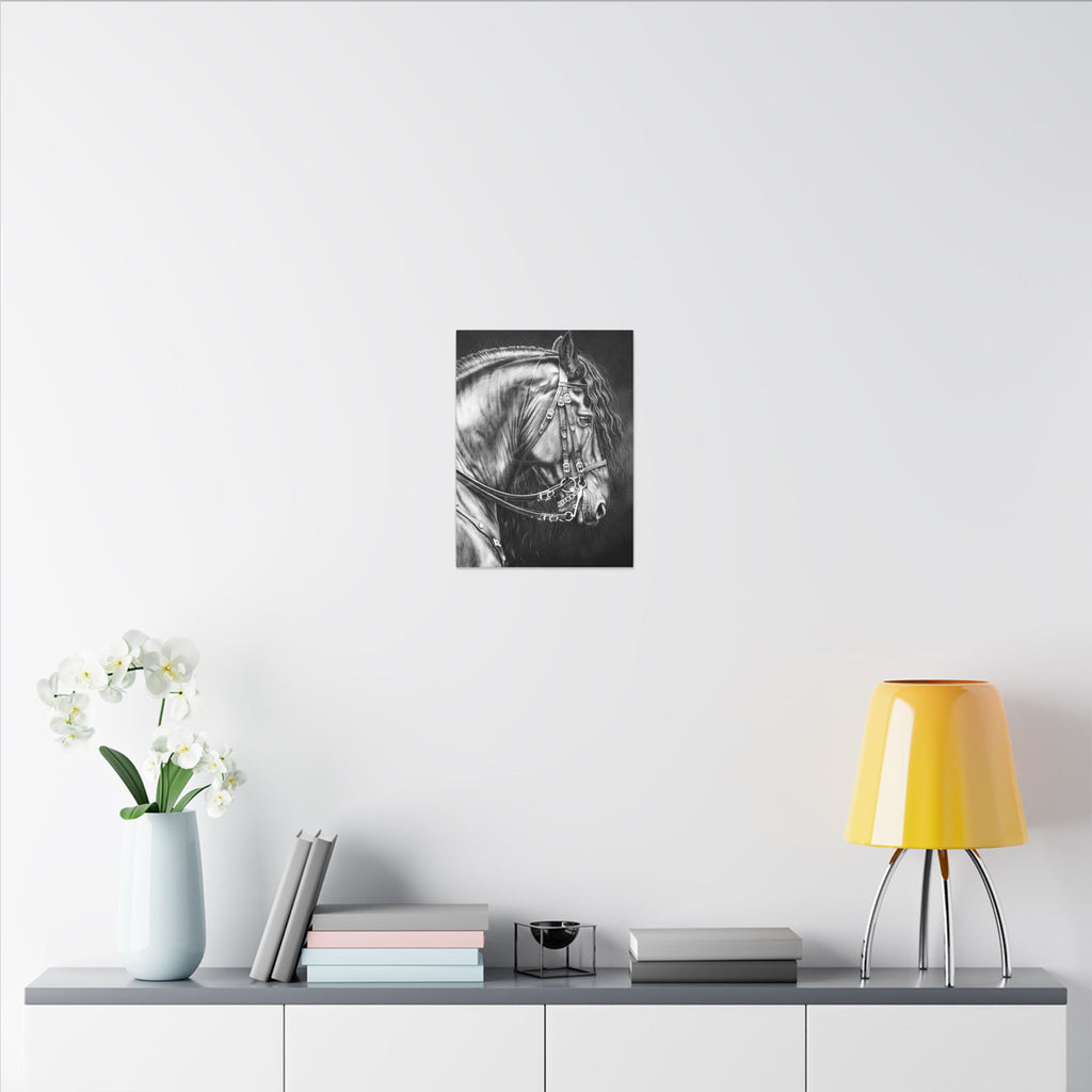 Black & White Horse Portrait Canvas — Matte Stretched Wall Art