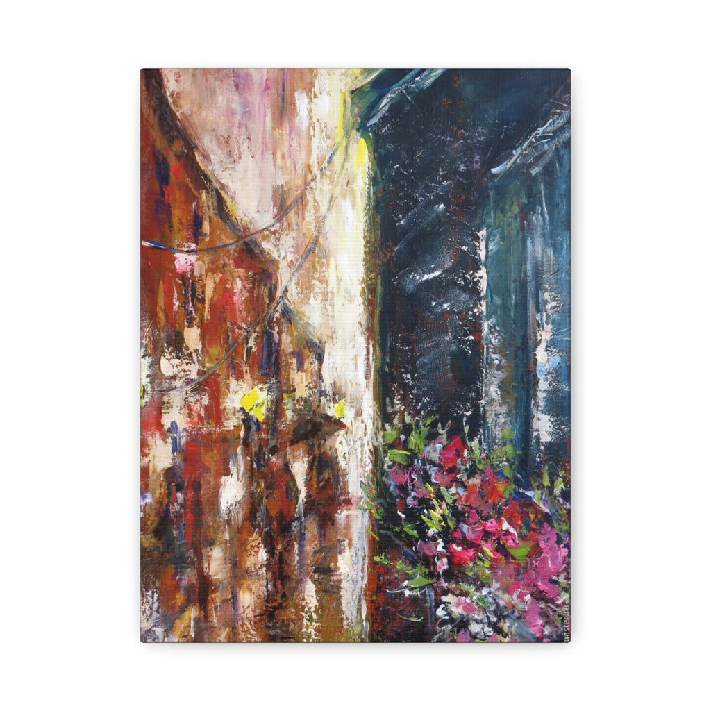 Abstract Street Floral Canvas Art – Matte Stretched Wall Painting 