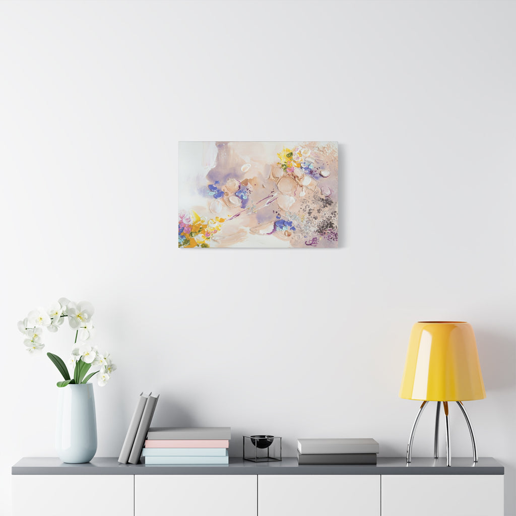 Abstract Floral Matte Canvas Wall Art — Pastel Bouquet Stretched Print 