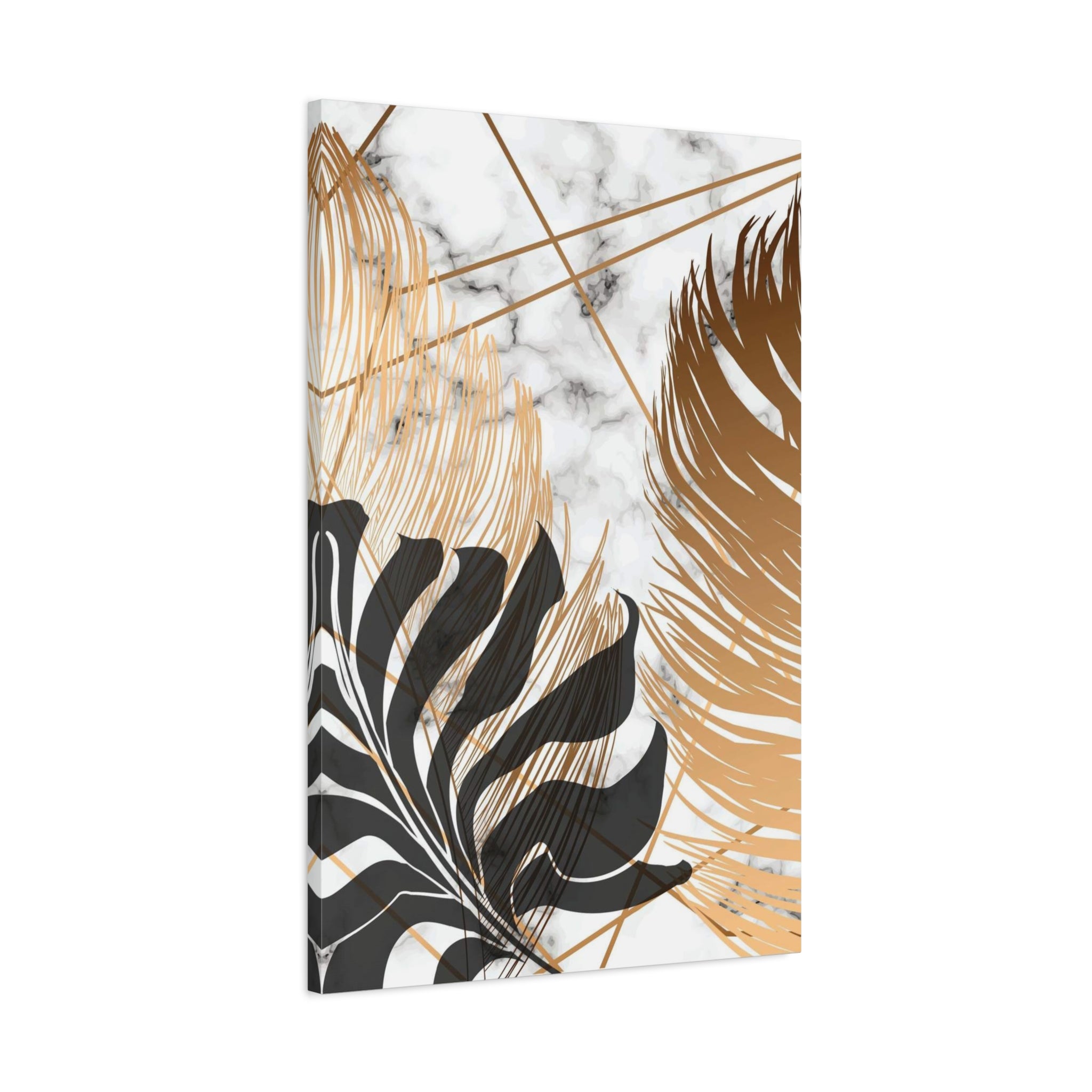 Tropical Palm Canvas Wall Art — Gold & Marble Botanical Print
