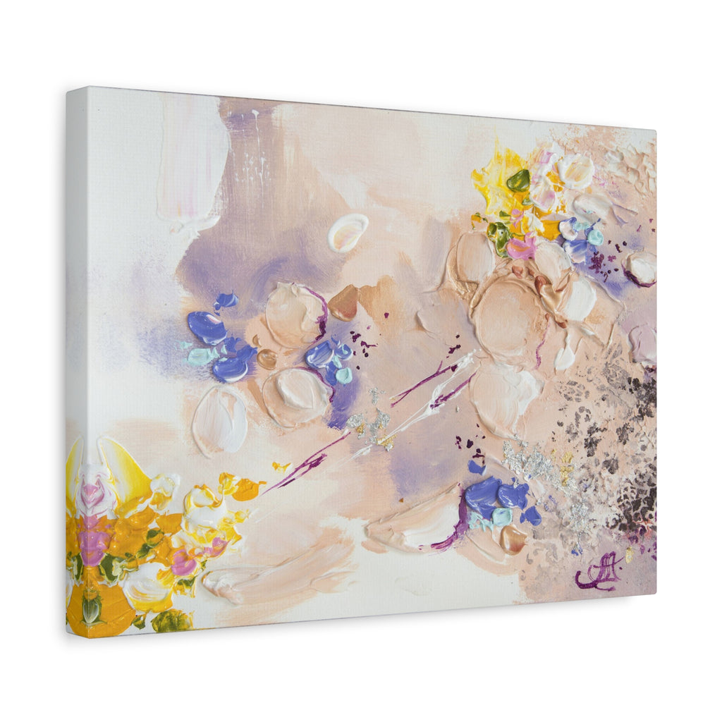 Abstract Floral Matte Canvas Wall Art — Pastel Bouquet Stretched Print 