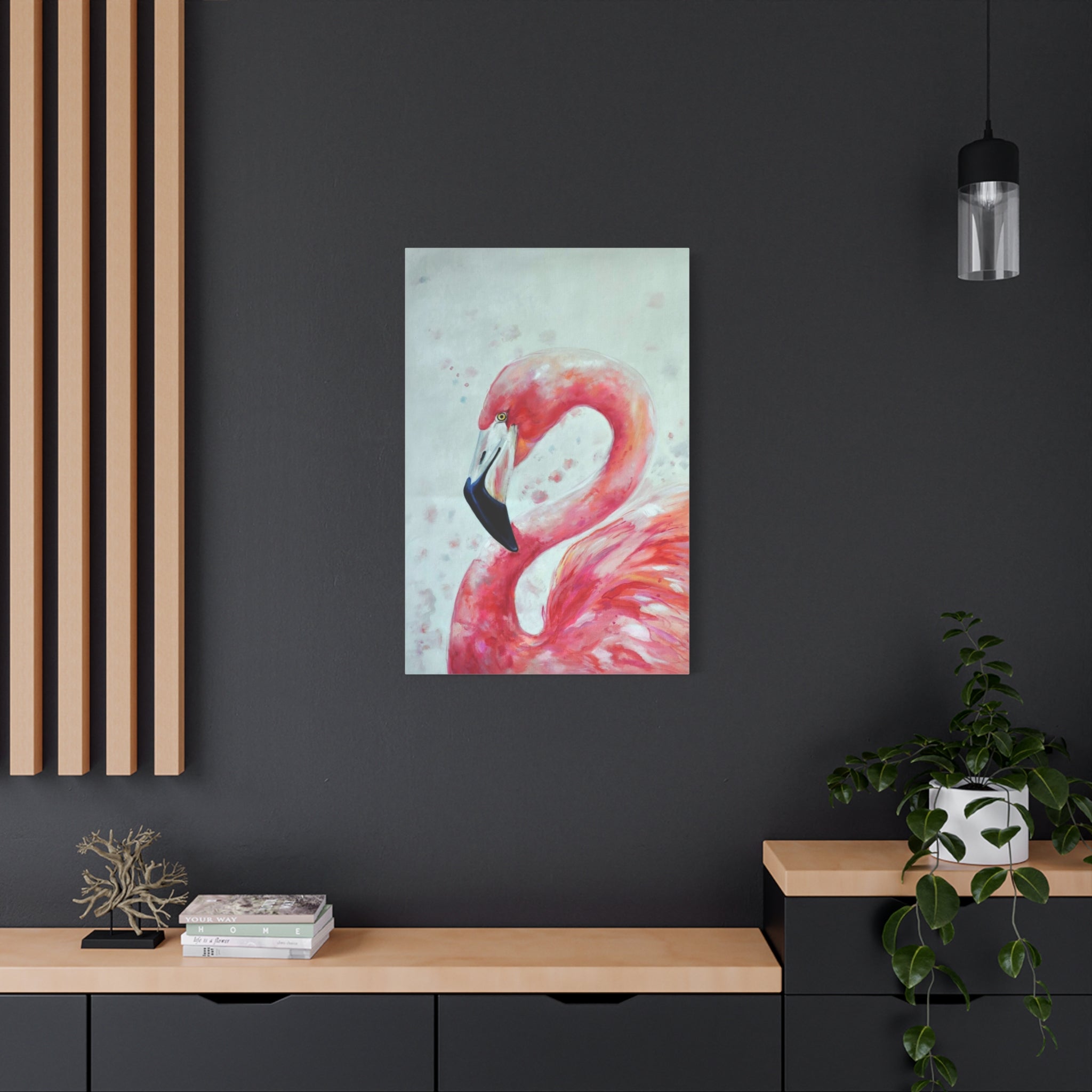 Pink Flamingo Matte Canvas Print — Stretched Wall Art 