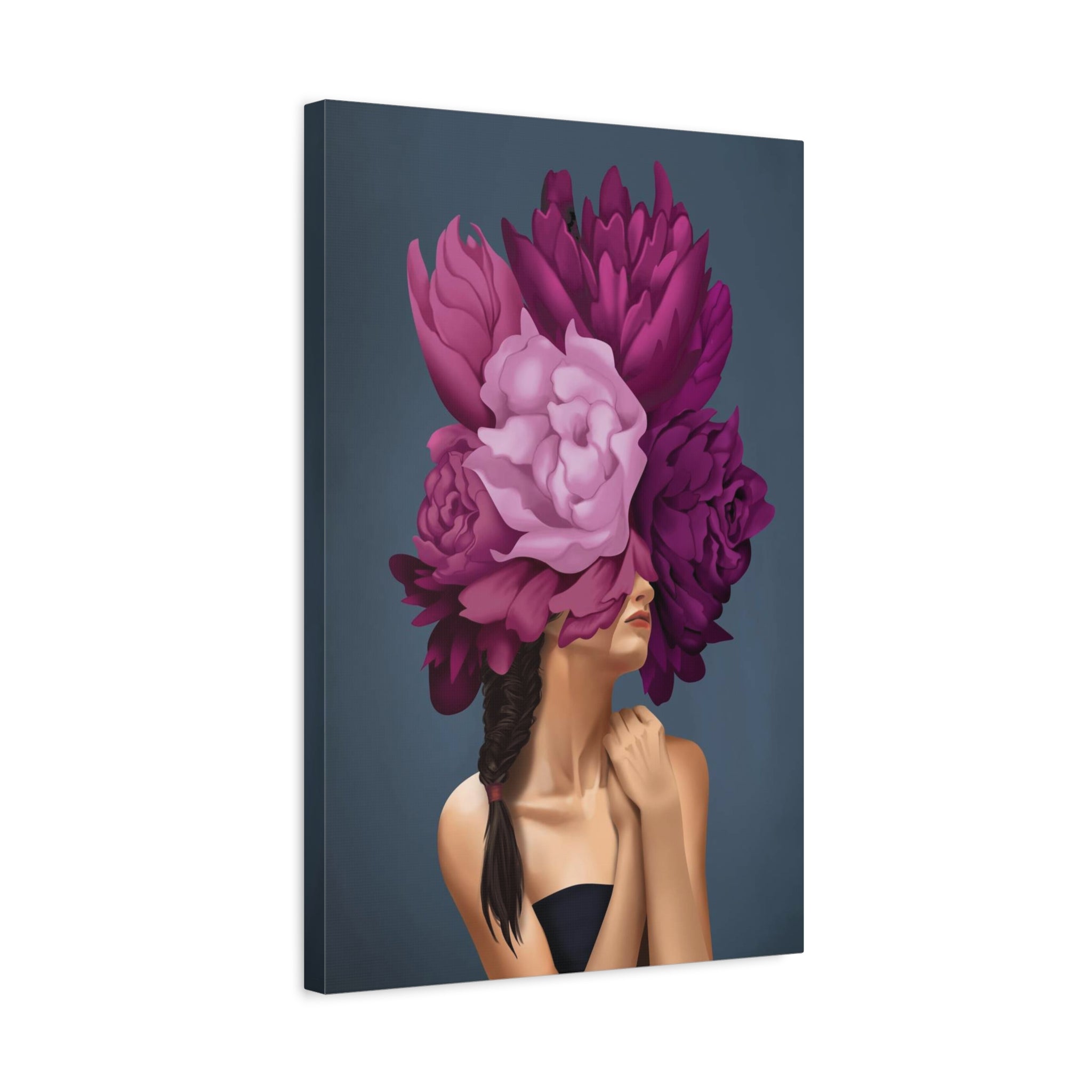 Floral Masked Woman Matte Canvas Wall Art – Stretched 1.25" 