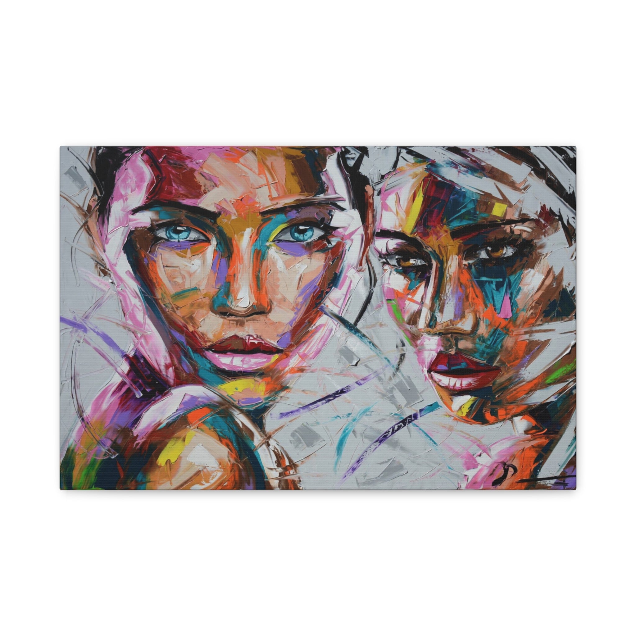 Abstract Colorful Portrait Canvas - Modern Stretched Wall Art 