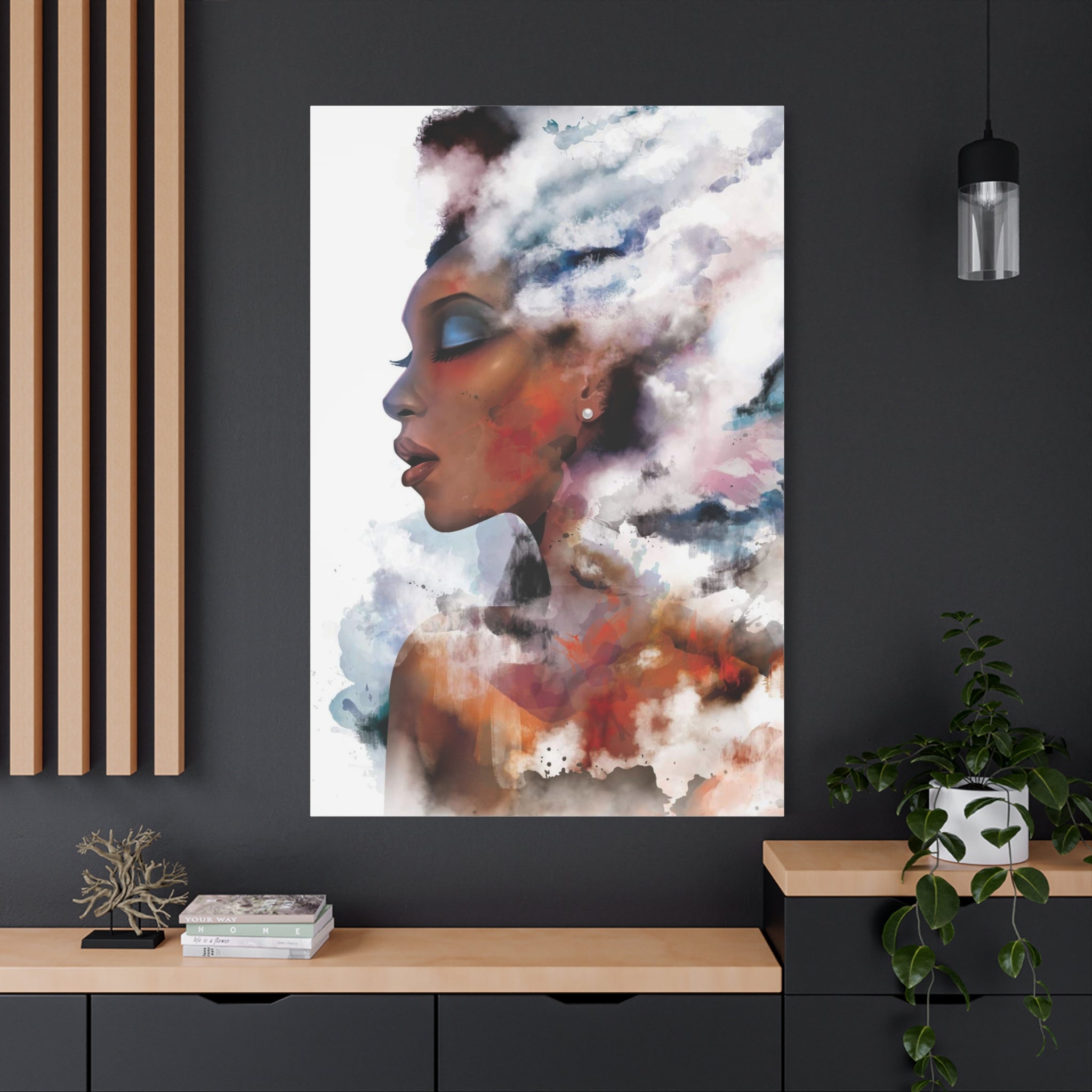 Abstract Portrait Canvas - Dreamy Woman Watercolor Wall Art