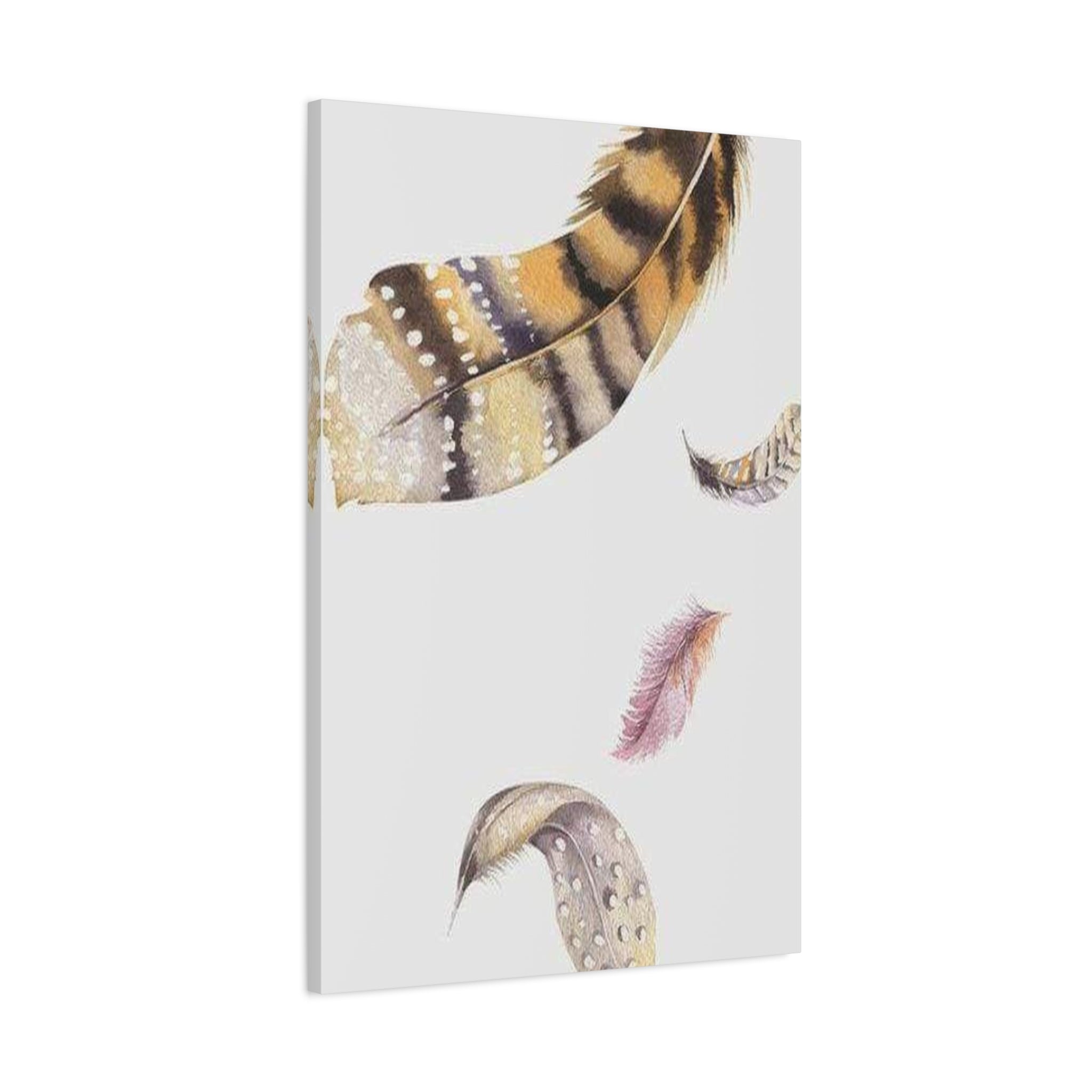 Watercolor Feather Wall Art - Boho Canvas Print, Neutral Nursery Decor - TheKaraHan