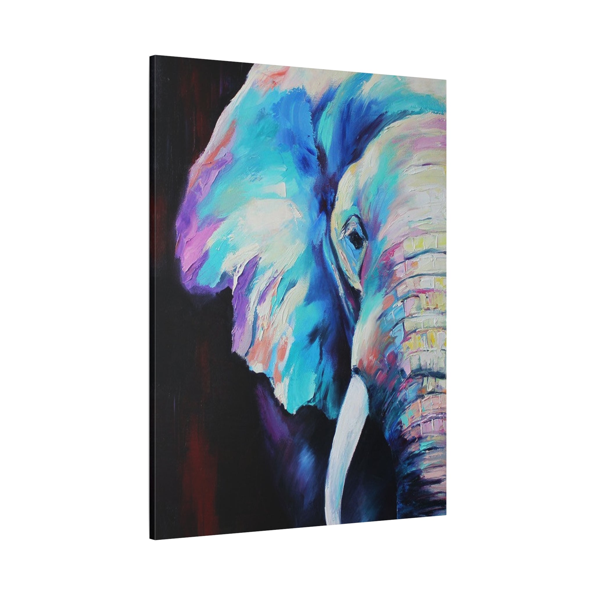 Vibrant Colorful Elephant Matte Stretched Canvas Wall Art