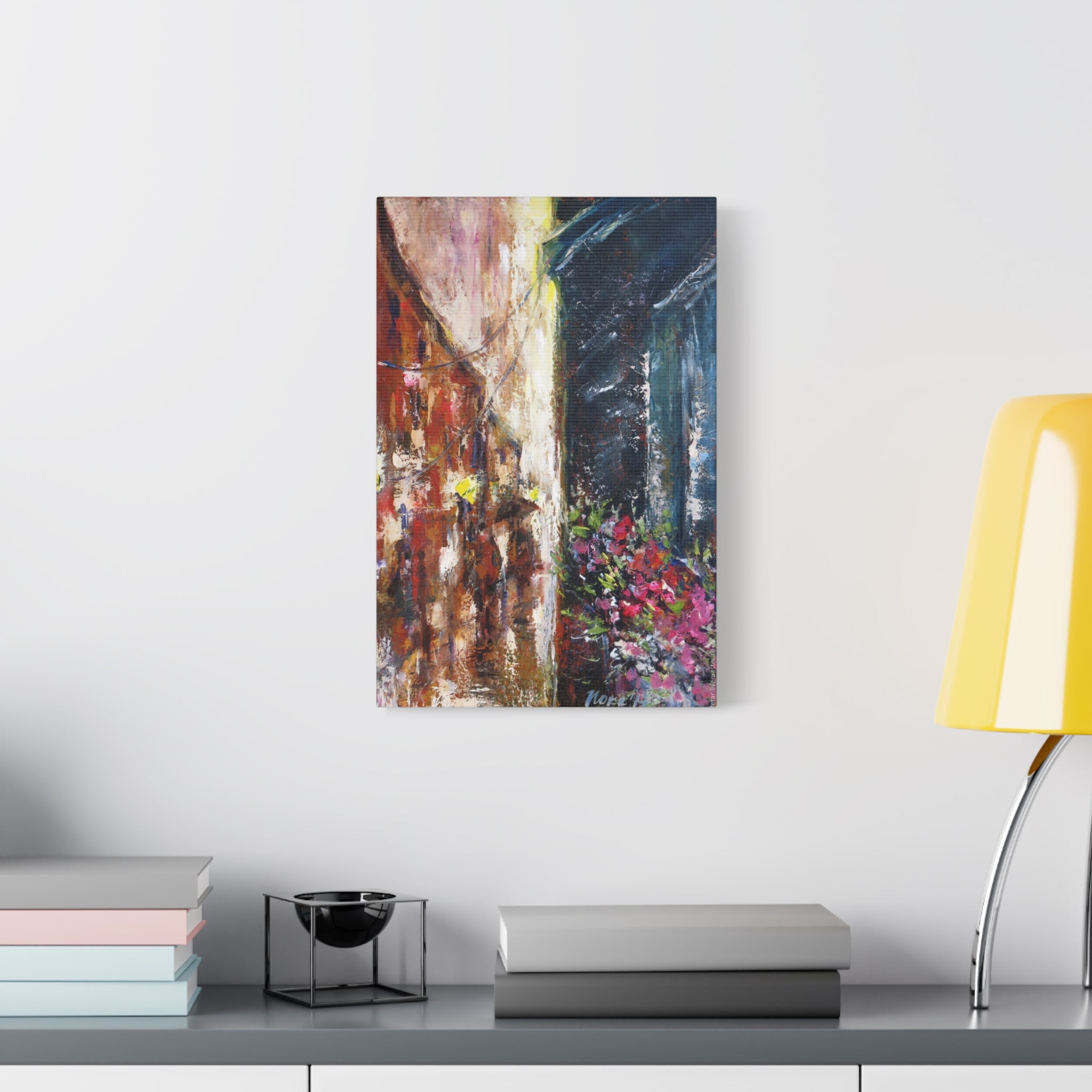 Abstract Street Floral Canvas Art – Matte Stretched Wall Painting 