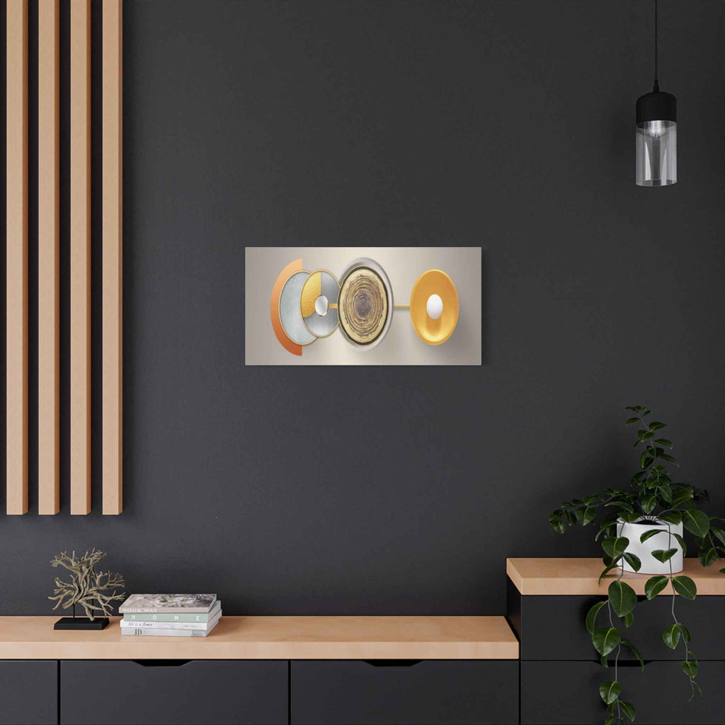 Abstract Gold Geometric Wall Art Canvas – Modern Luxury Metallic Circle Artwork