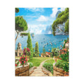 Canvas Wall Art - Mediterranean Seaside Pathway Painting (Matte Stretched Canvas)