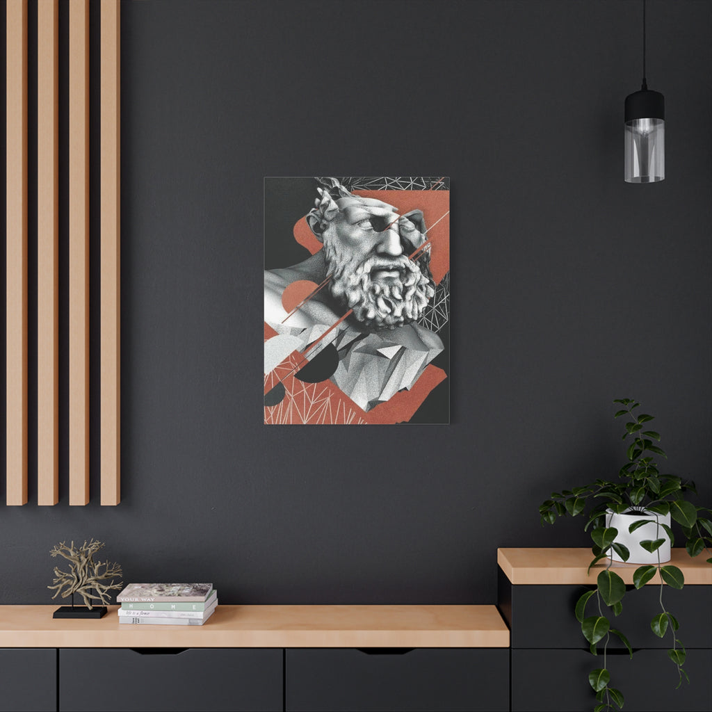 Classical Bust Abstract Matte Canvas Wall Art — Geometric Greek Sculpture Print