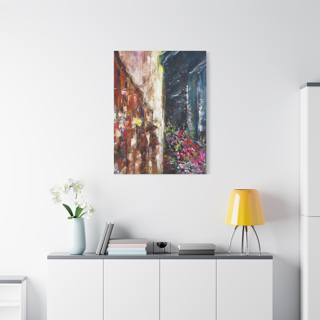 Abstract Street Floral Canvas Art – Matte Stretched Wall Painting 