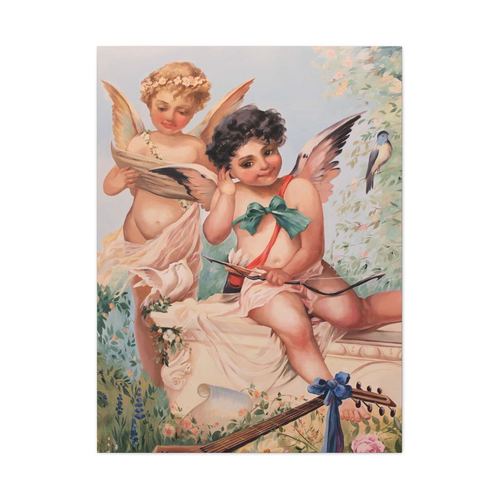 Cherubs Vintage Art Print - Romantic Angel Wall Decor Canvas - TheKaraHan
