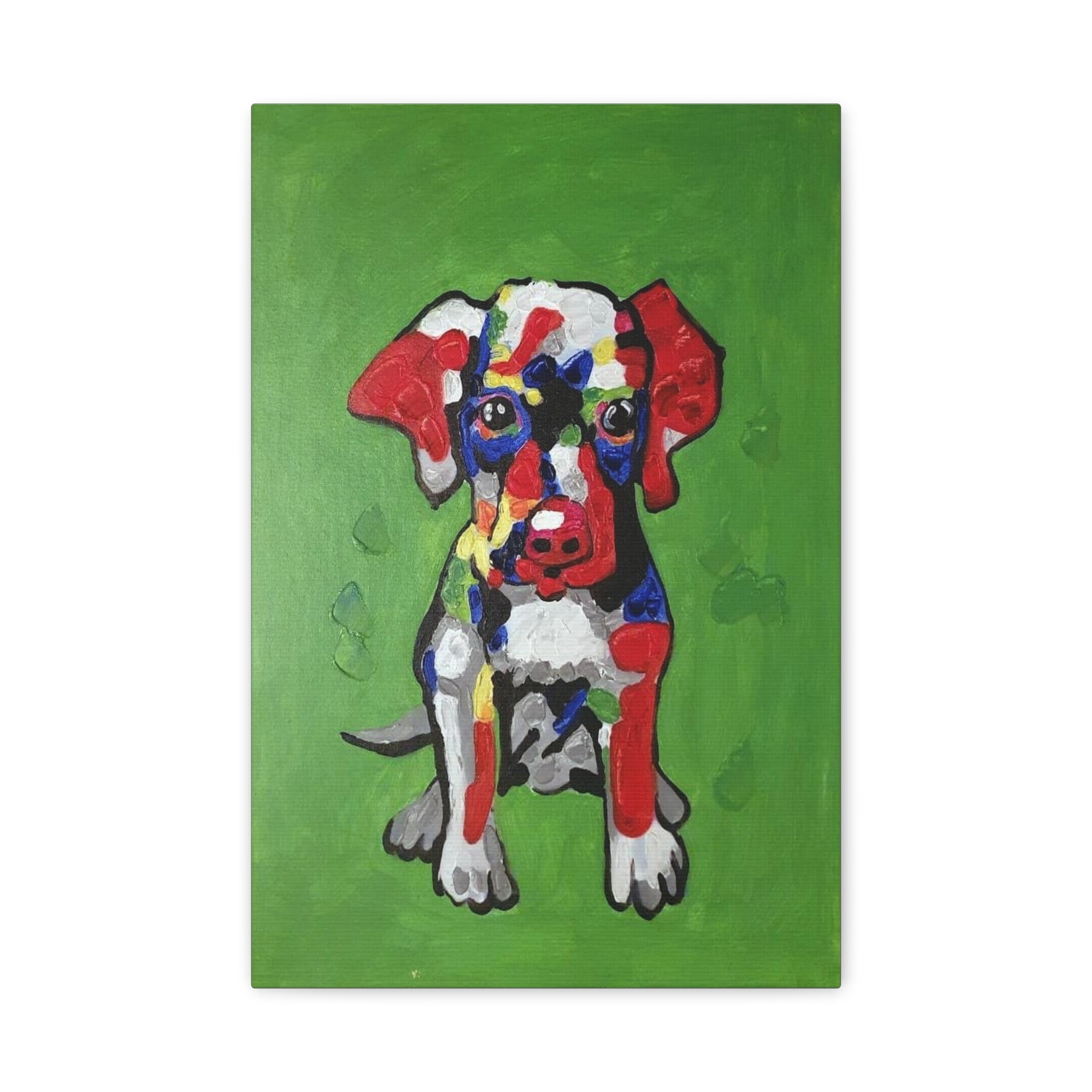 Colorful Pop Art Puppy Canvas Print — Stretched Matte Wall Art 