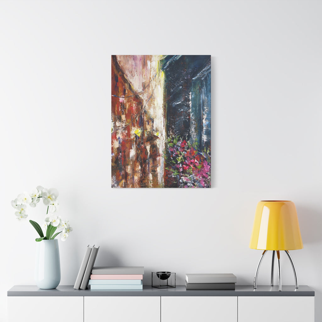 Abstract Street Floral Canvas Art – Matte Stretched Wall Painting 