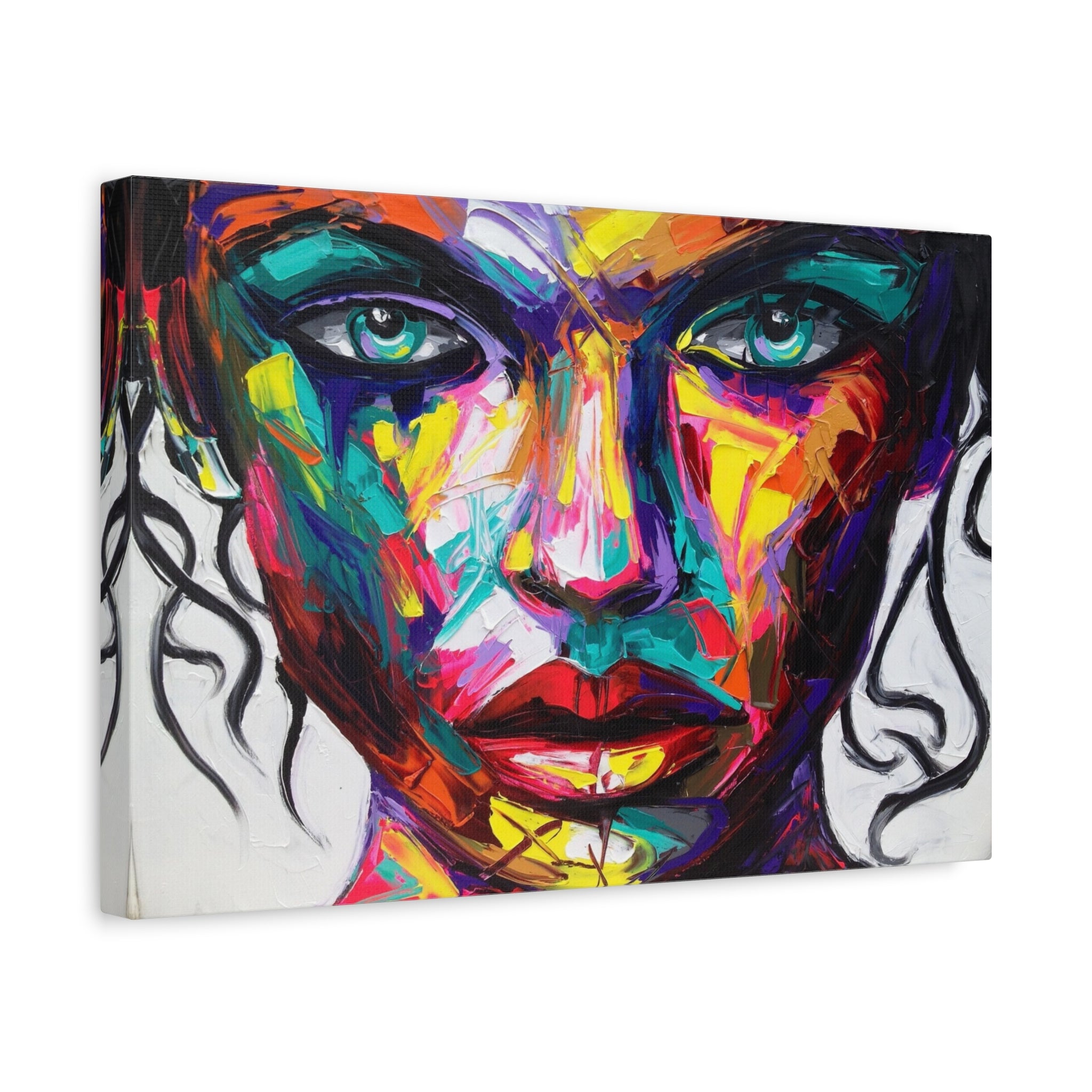 Abstract Colorful Woman Portrait Canvas – Matte Stretched Wall Art 