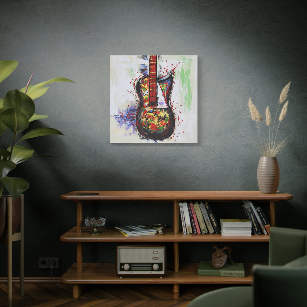 Abstract Colorful Guitar Canvas Art – Stretched Matte Wall Decor