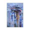 Abstract Blue Cityscape Canvas Print – Modern Stretched Matte Wall Art - TheKaraHan