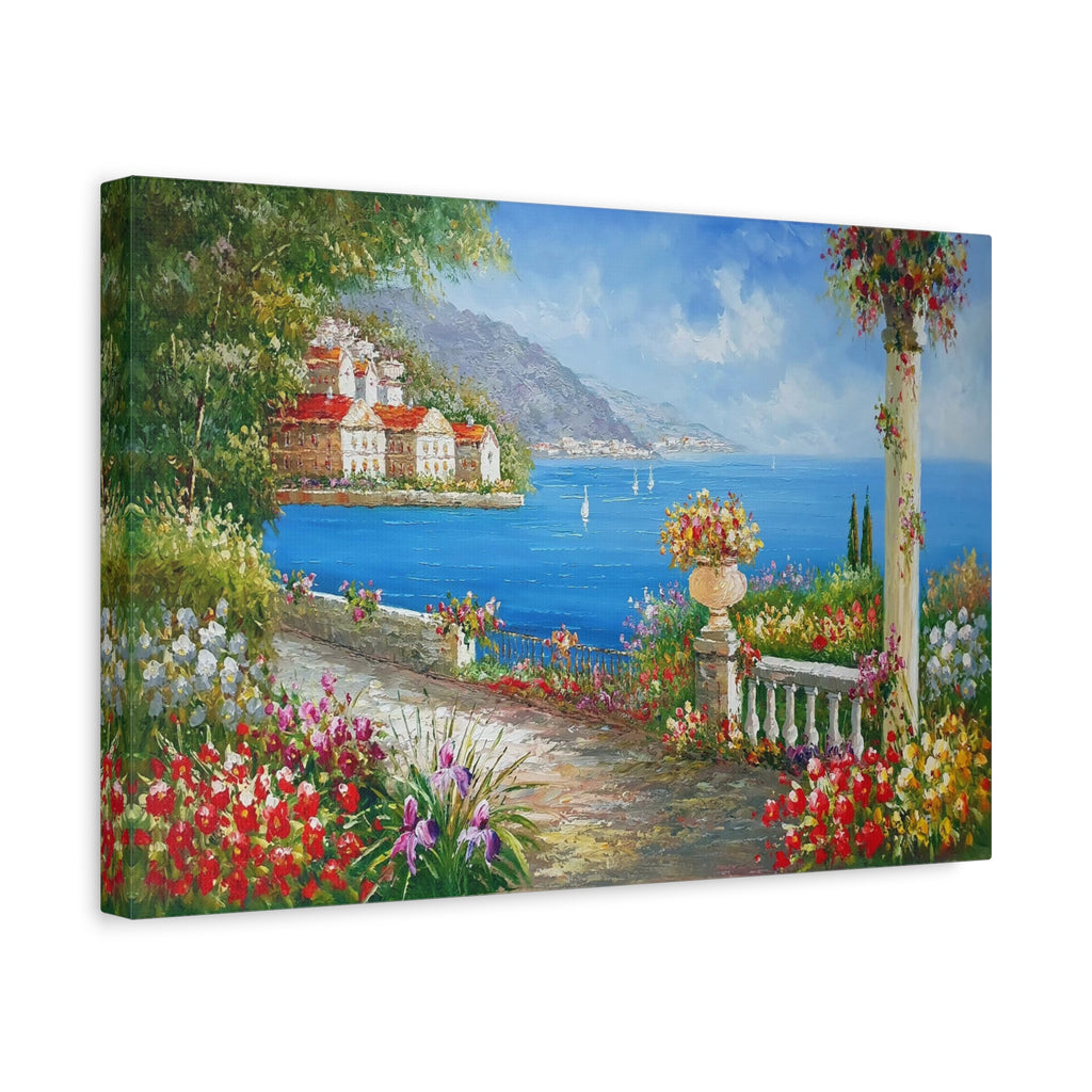 Mediterranean Seaside Path Matte Canvas Wall Art — Stretched 1.25"