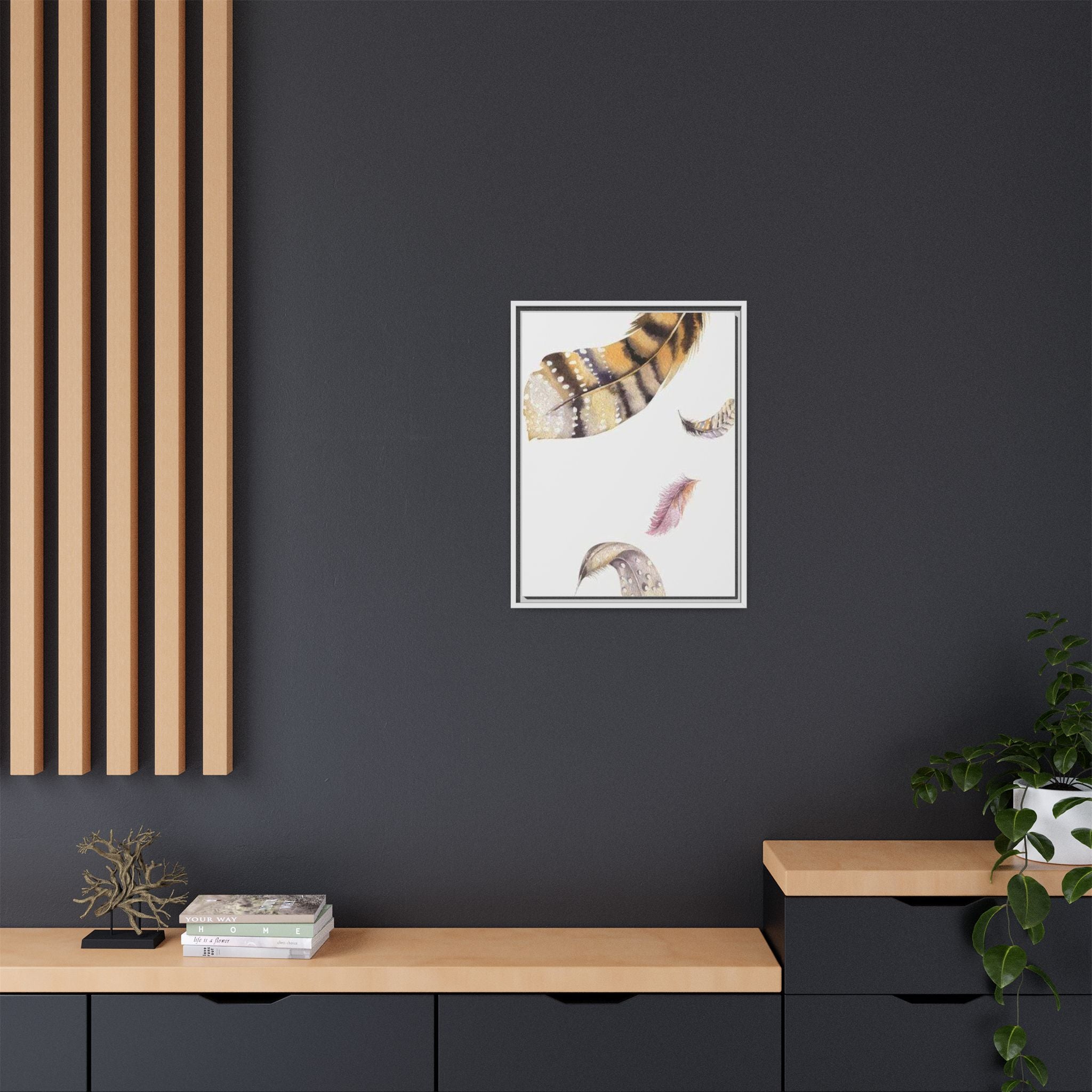 Feather Watercolor Matte Canvas Print — Framed Wall Art