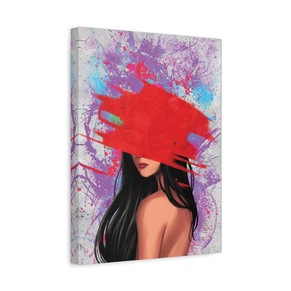 Abstract Red Brushstroke Woman — Matte Stretched Canvas Wall Art 