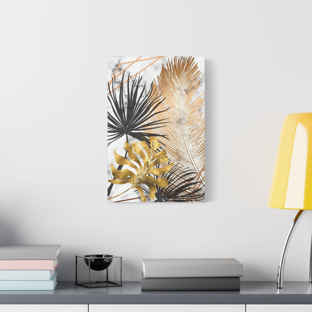 Gold & Black Tropical Feathers Canvas
