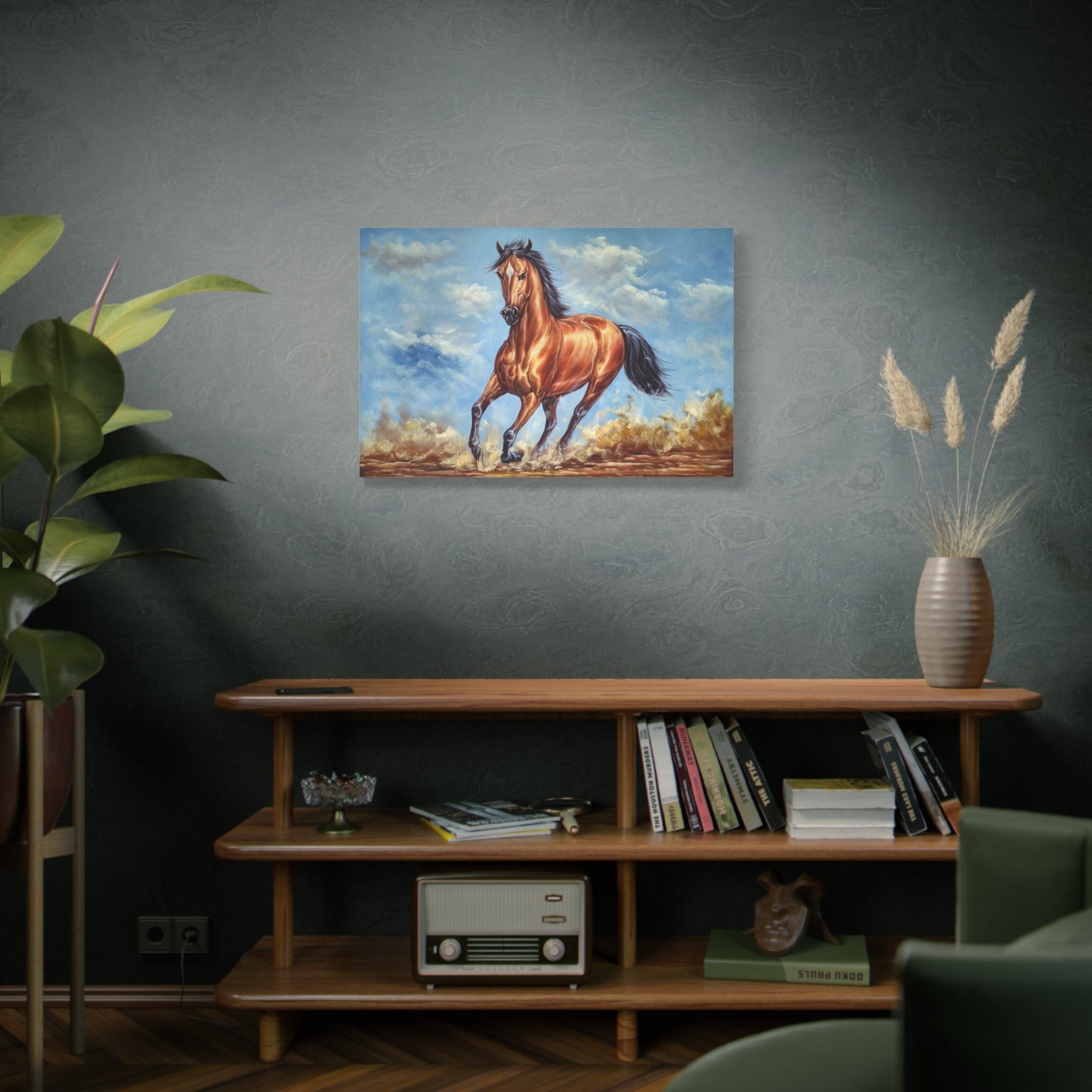Galloping Mare Matte Canvas Print — Stretched Horse Wall Art 