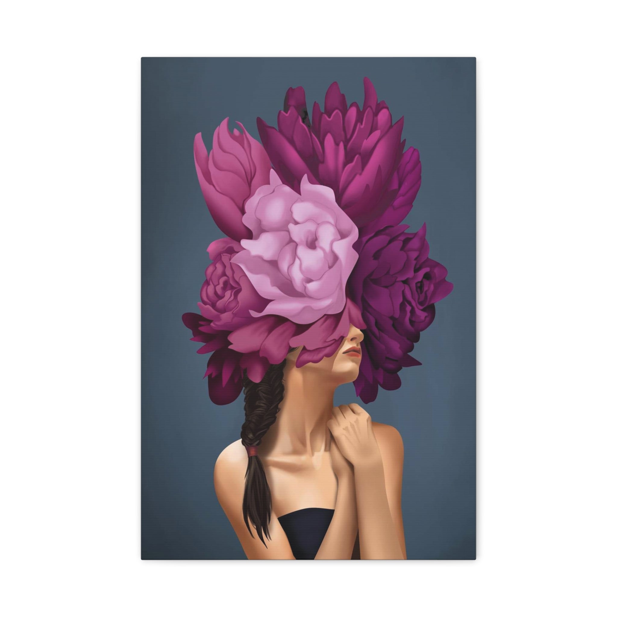 Floral Masked Woman Matte Canvas Wall Art – Stretched 1.25" 