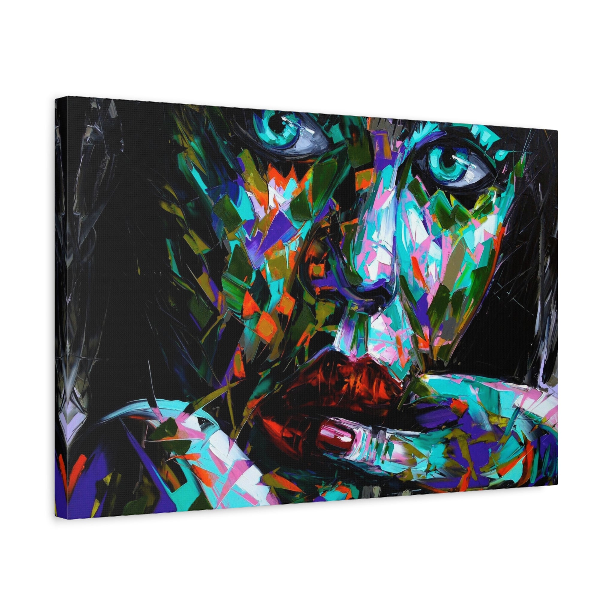 Colorful Abstract Woman Portrait Canvas — Modern Pop Art Wall Decor 