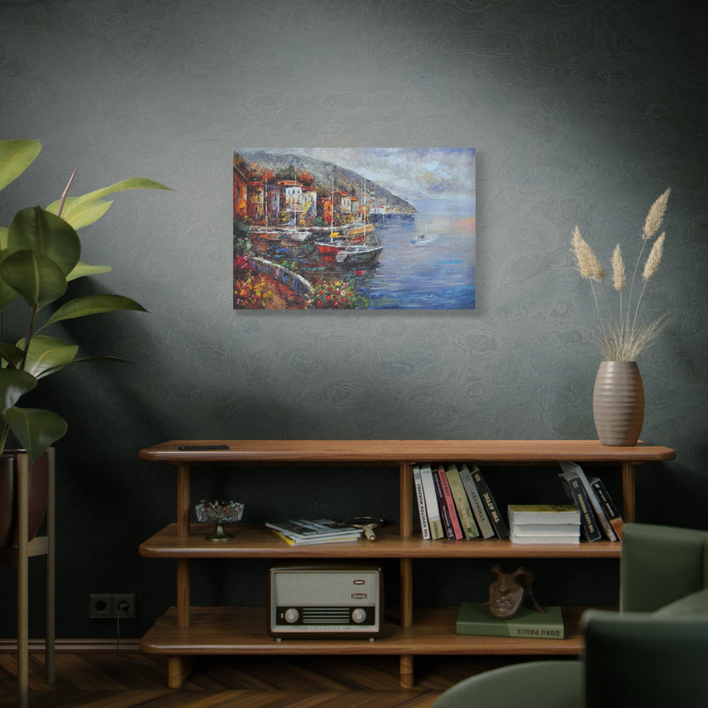 Mediterranean Harbor Matte Canvas - Stretched Seascape Wall Art