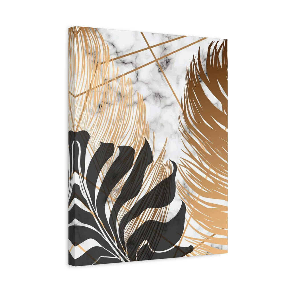 Tropical Palm Canvas Wall Art — Gold & Marble Botanical Print