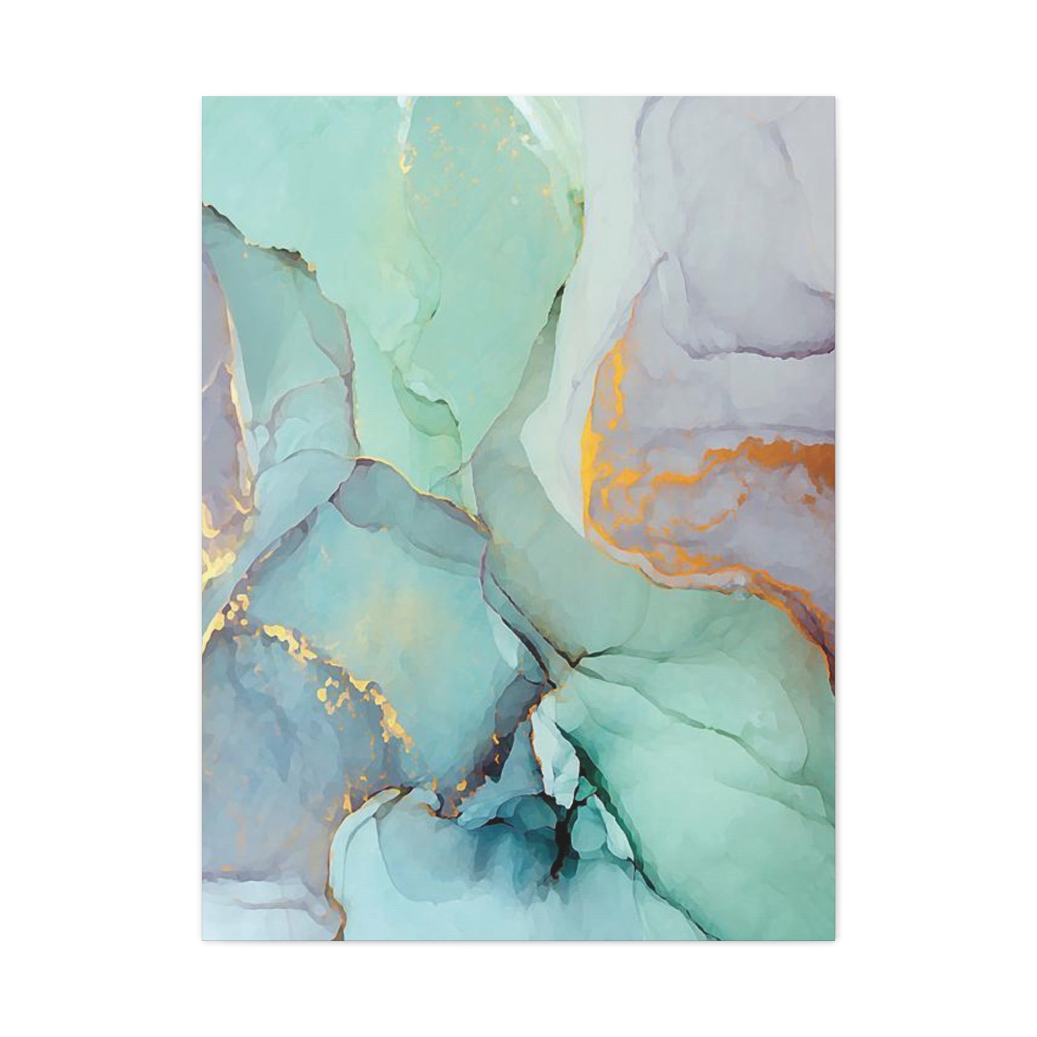 Aqua Marble Abstract Canvas Art — Matte Stretched Wall Print 