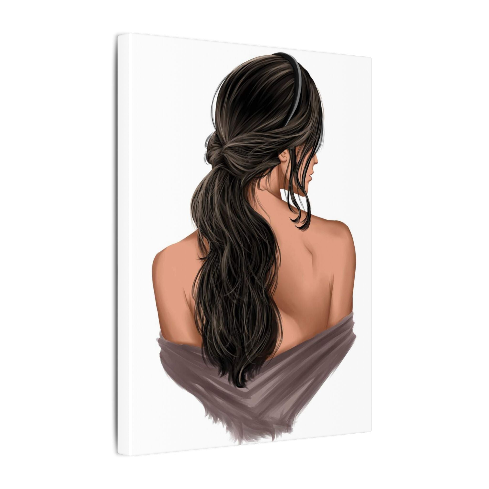 Portrait Canvas Print — Woman Back View with Loose Ponytail 