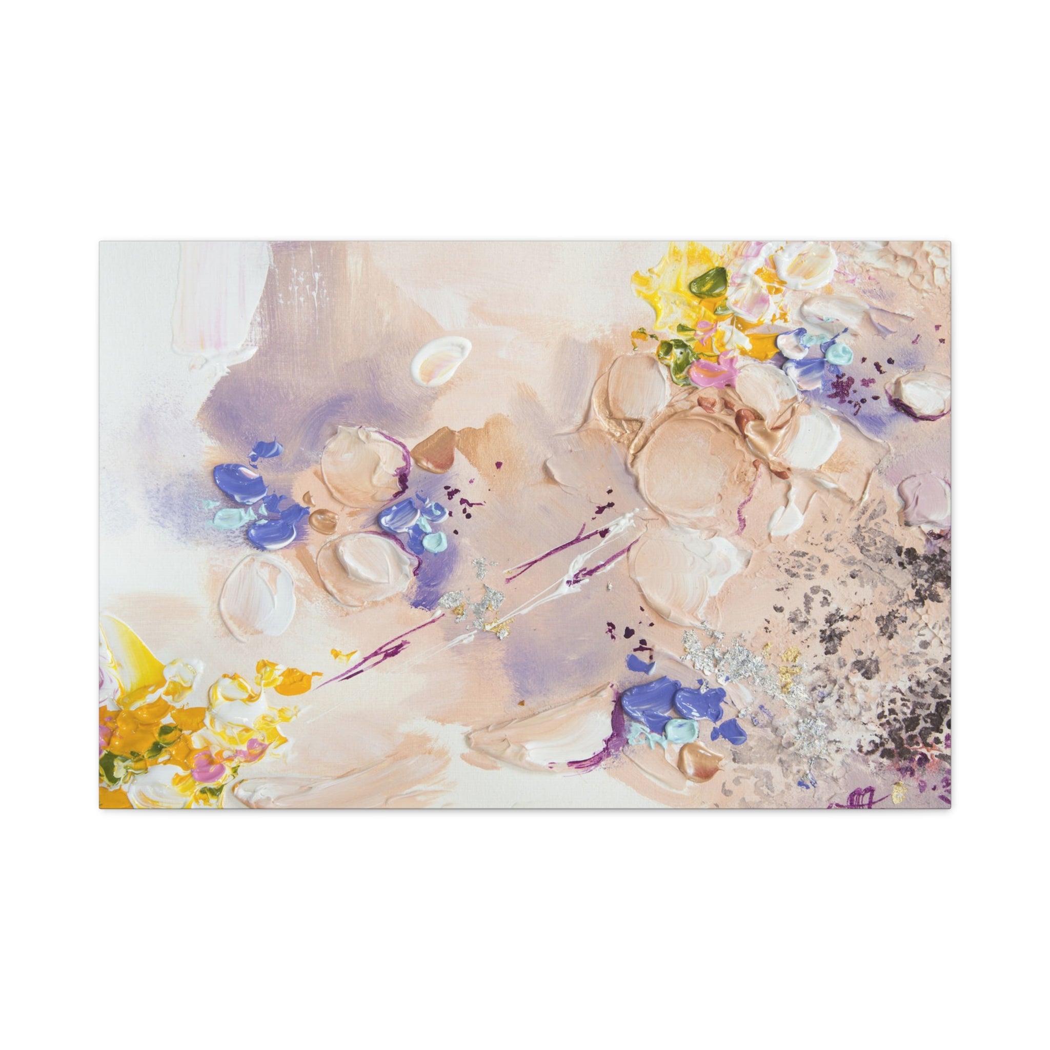 Abstract Floral Matte Canvas Wall Art — Pastel Bouquet Stretched Print 