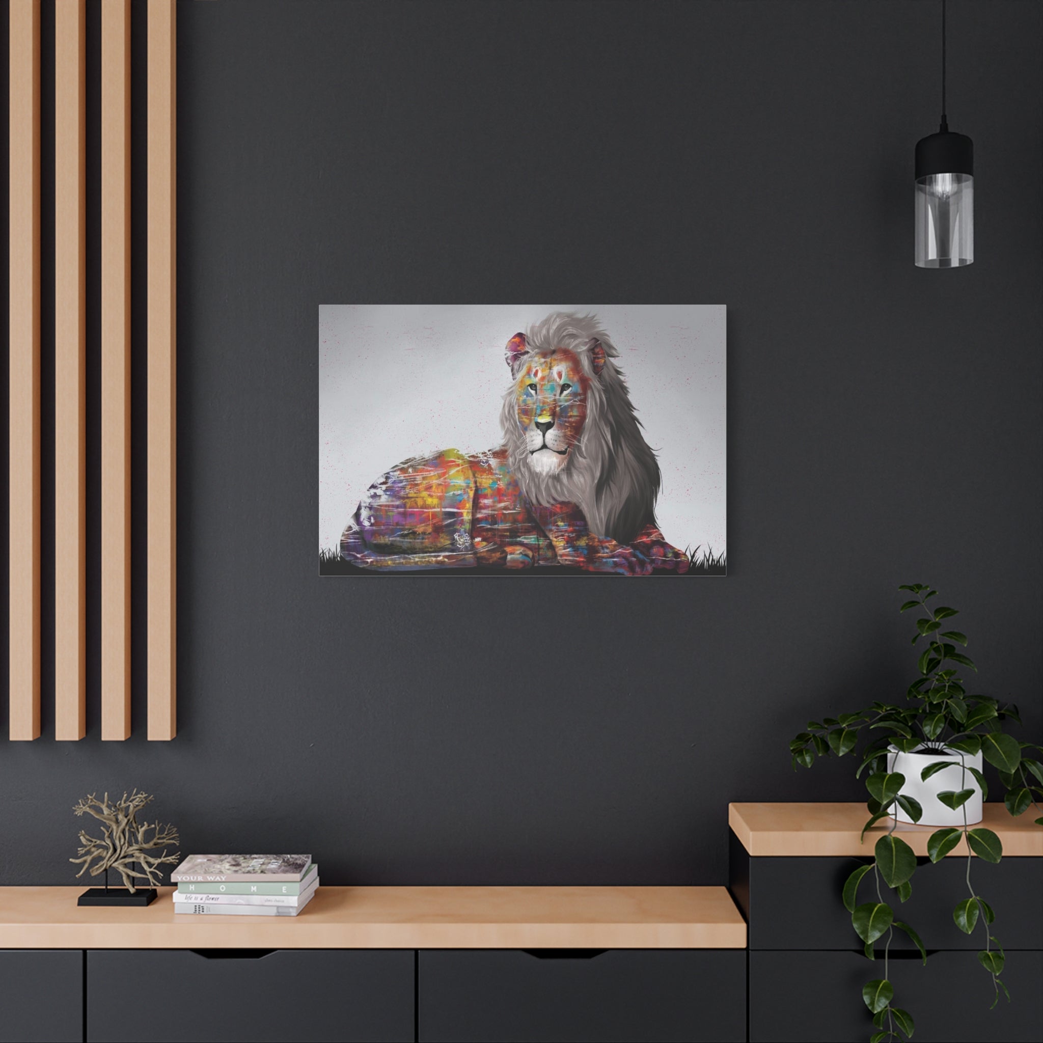 Color Splash Lion Matte Canvas Wall Art — Stretched 1.25" 