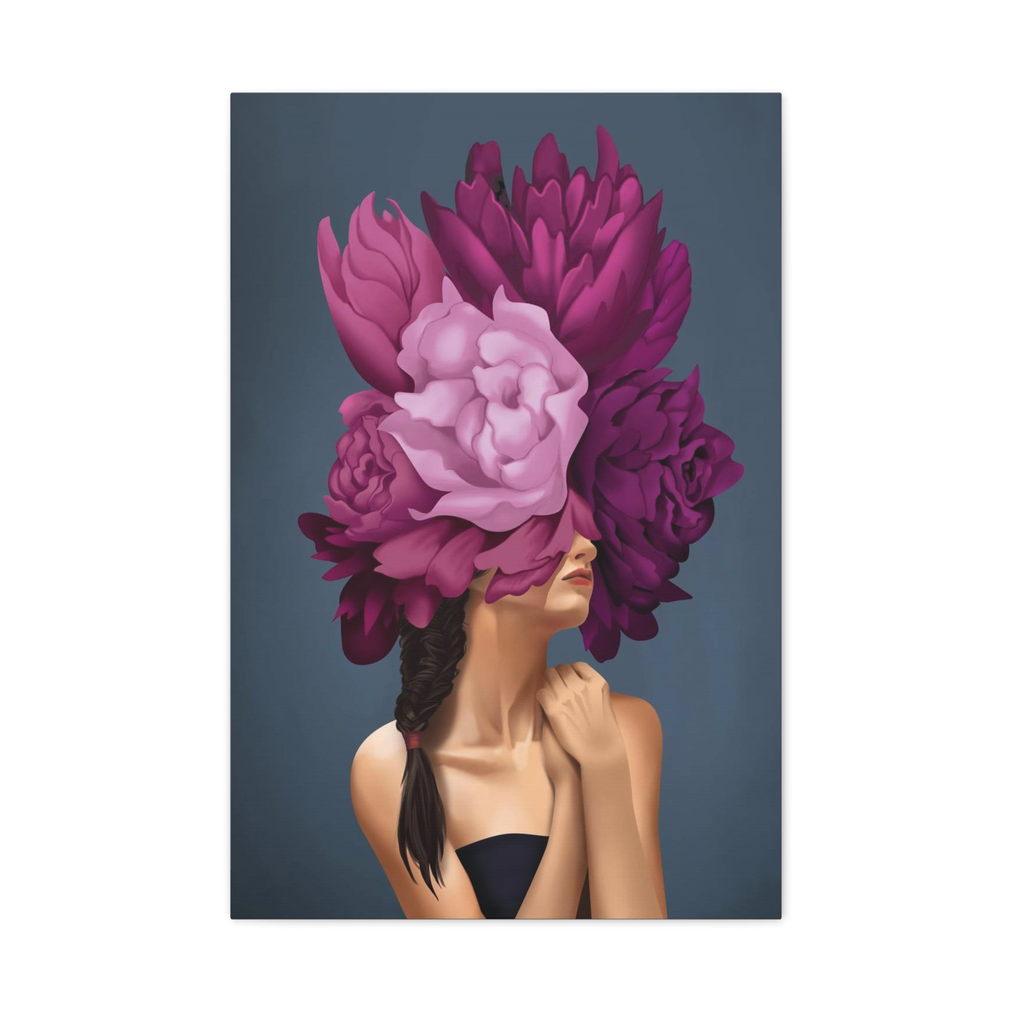 Floral Masked Woman Matte Canvas Wall Art – Stretched 1.25" 