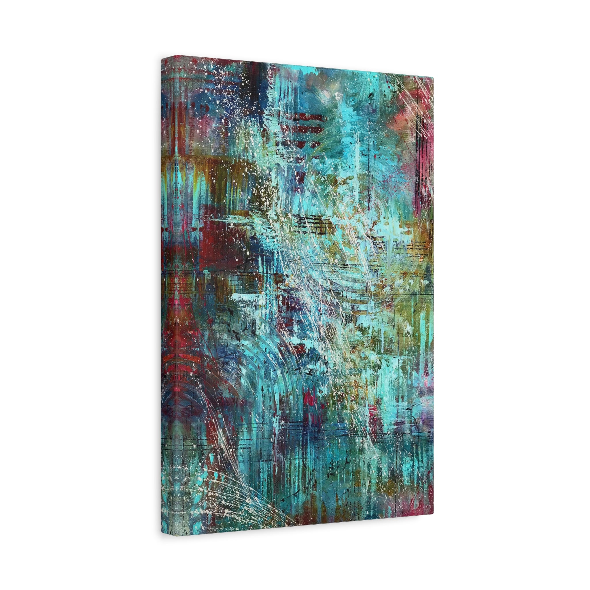 Abstract Teal & Gold Matte Canvas Art - Stretched Wall Decor